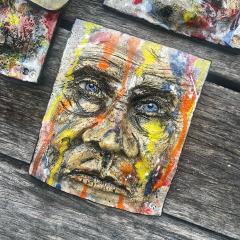 Handsculpted face wall art